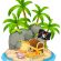 Treasure on island beach scene illustration